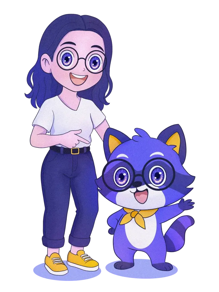 Illustration de Jennifer et de sa mascotte Minala